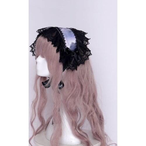 Gothic Vintage Sweet Cosplay Headband Victorian Lolita Lace Headwear Palace Bowknot Hair Accessory Hand made For Girls Gift 2021