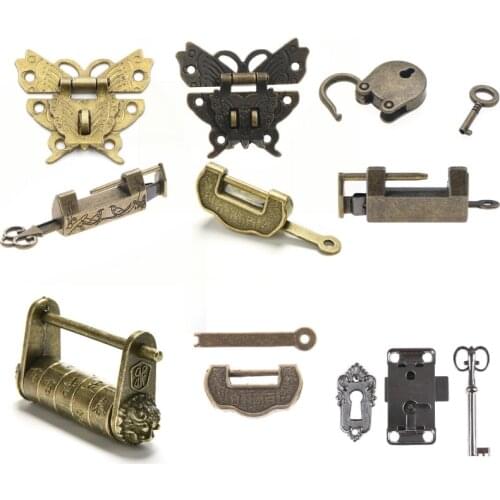 Zinc Alloy Antique Old Vintage Style Mini Padlock Small Luggage Box Key Lock Home Usage Hardware For Wooden Suitcase Drawer