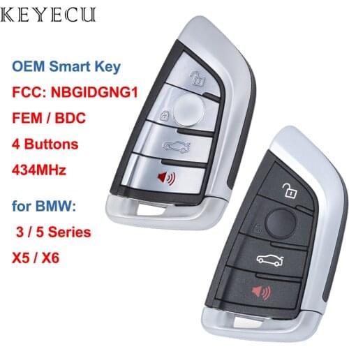Keyecu OEM Smart Remote Car Key Fob 4 Button 434MHz for BMW 3 5 Series X5 X6 2014 2015 2016 2017 2018 2019 FCCID: NBGIDGNG1