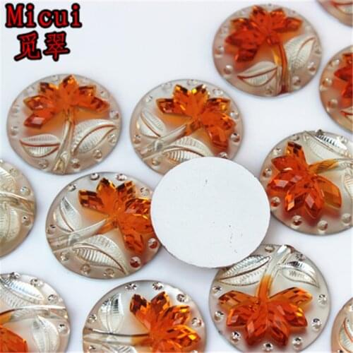 Micui 30PCs 25mm Round Flowers Resin Rhinestone Flatback Fit DIY Jewelry For DIY Decoration Pendant Clothing ZZ425