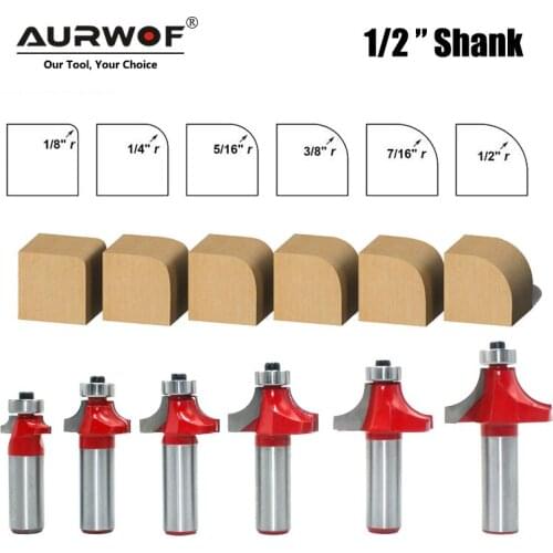 LAVIE 6pcs 12mm 1/2" Shank Corner Round Over and Beading Edging Router Bit Set C3 Carbide Tipped Tenon Cutter for Wood MC03138