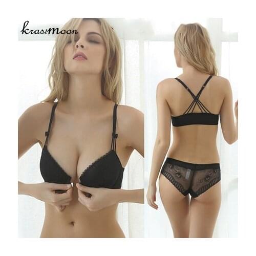 Fashion Sexy Women Bra Set Front Closure Underwear Bra Briefs Set Plus Size Brassiere Lingerie Push Up Bra And Panty Set BS345