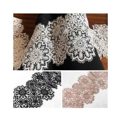 Fashion Retro Clothing Headscarf Accessories 20cm Wide/ Black/ white /Khaki Exquisite Water Soluble Openwork Lace
