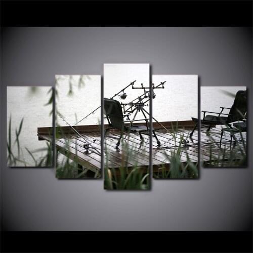 Modular Picture Large Canvas Painting Unframed 5 Piece Fishing Chair Printed For Bedroom Living Room Home Wall Art Decor