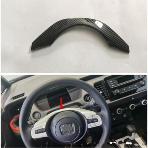 1Pcs Car Steering wheel back Cover trim Sticker For HONDA FIT 2020 2021 Carbon Fiber ABS Car Styling