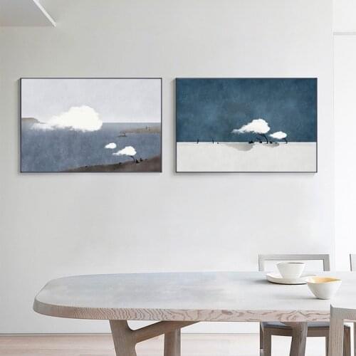 Nodic Style Landscape Poster Clouds Lake with Mountain Modern Painting Wall Pictures for Living Room Bedroom Art Home Decoration