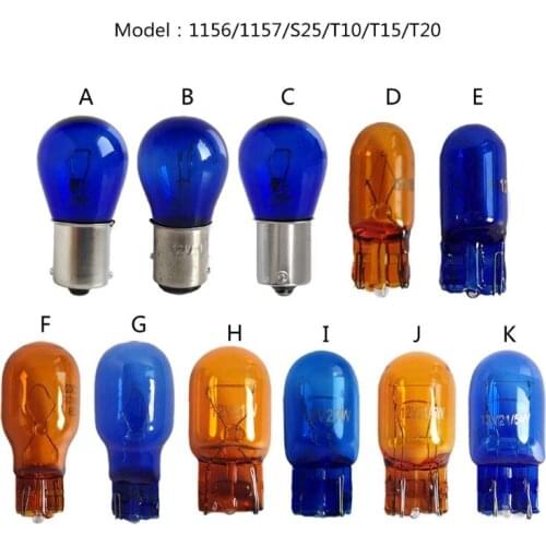 Natural Blue Amber Glass Stop Lamps S25 T10 T15 T20 High Brightness Vehicle Turn Signal Lamps Side Marker Brake Light Bulb