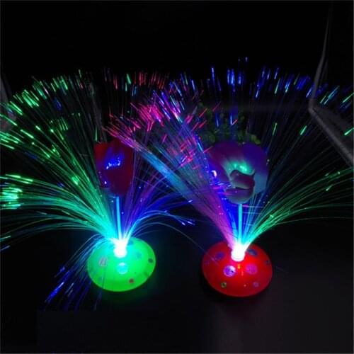 Decorate Night light lamp Rose Gem Fiber Optic Flower Luminous Colorful Disc Flashing Star Lantern Childrens Toy gift party LED