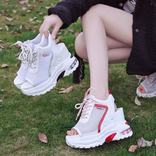 New Arrival 2020 Summer Platform Sandals Women Wedges Thick Bottom Casual Shoes Comfortable White Lace-Up Sandals Sneakers