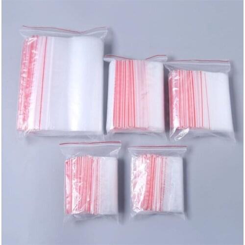 100pcs Zip Bags Clear Food Storage Poly Pouch Package Small Jewelry Packing Reclosable Vacuum Storage Bag Thick Fresh bag