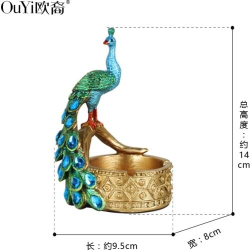 Chinese Style Resin Retro Creative Peacock Ashtray Dish Restaurant KTV Bar Shop Presents Birthday Gifts In cigar ashtry CL121211