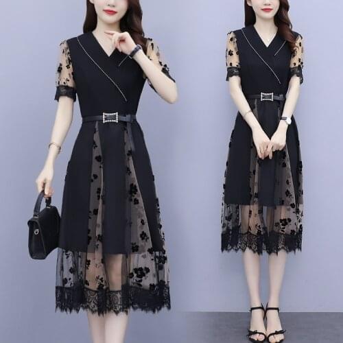 Summer Dress Korean Large Size Black Vestidos Largos Office Ladies Dresses Elegant Sukienki Na Wesele Damskie Clothes For Women