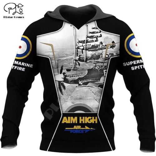 PLstar Cosmos 3D Print Aircrafts Supermarine Spitfir Plan Harajuku Streewear Funny Mens Women Zip Hoodies/Sweatshirt/Jacket/-a8
