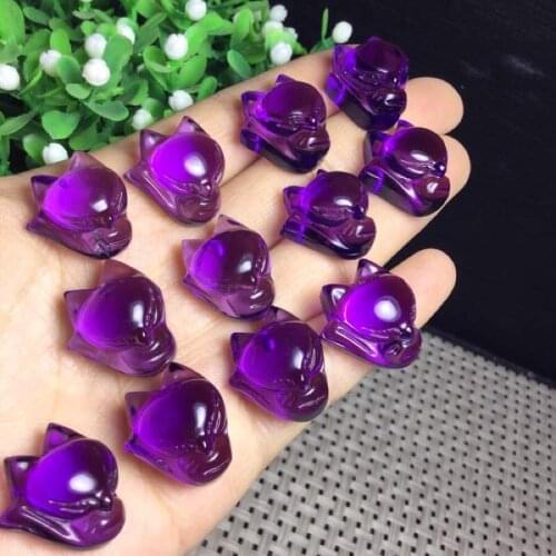 Natural amethyst fox pendant female recruit peach blossom flourishing marriage bud fox fairy crystal necklace adorn article