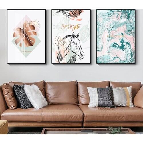 Nordic Abstract Horse Wall Art Canvas Paintings Wall Light Luxury Posters Pictures Art Prints Posters Living Room Home Decor