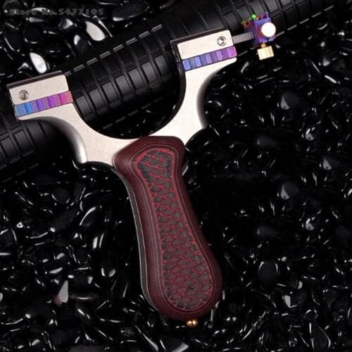 Professional TC21 Titanium Alloy Slingshot Catapult with Sight Precision Slingshot with Flat Ruuber Band for Outdoor Shooting