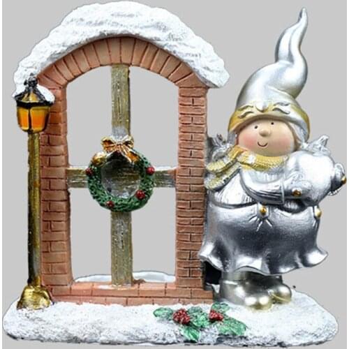 Christmas Doll Tree Ornament Artificial Resin Desktop Decorations Statue Home