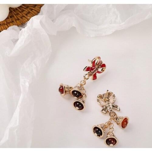 Christmas Long Drop Earring European And American New Retro Bow Christmas Bell Earrings Women Girl Party Jewelry