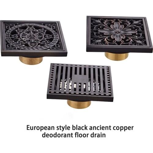 All copper floor drain multi-style European black ancient deodorant floor drain high-end floor drain