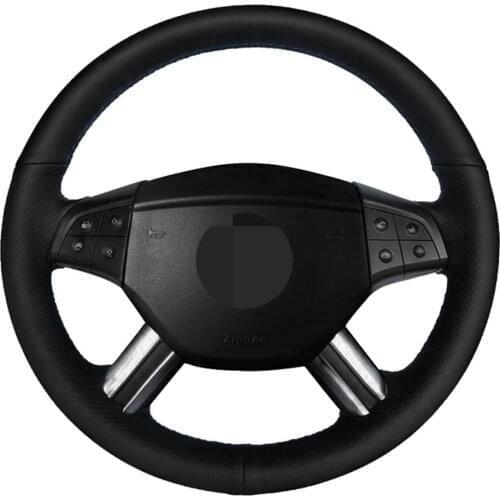Car Steering Wheel Cover Hand-stitched Black Genuine Leather For Mercedes Benz W164 M-Class ML350 ML500 X164 GL-Class GL4
