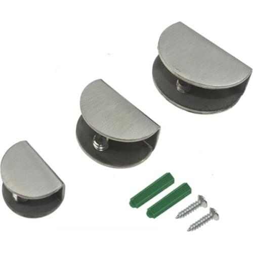 Glass Shelf Brackets - Adjustable Stainless Steel Glass Clamp Clip Holder Half Round 10Pcs