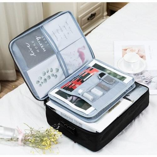 Home Office Storage Document Bag Multifunction File Folder Ticket Bags Large Capacity Ziplock Travel Organizer Storage Supplies