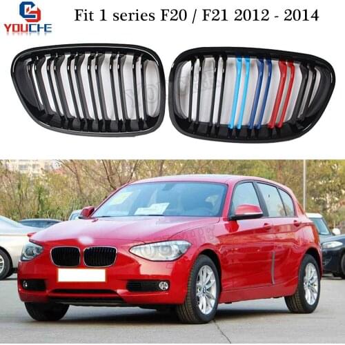 Gloss M Tri-colored Replacement Grill For BMW F20 1 Series Front Bumper Kidney Grille Mesh 116i 118i 120i 128i