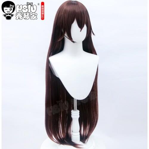 「HSIU Brand」game Genshin Impact cosplay Amber wig dark brown long hair Fiber synthetic wig+ Free brand wig net