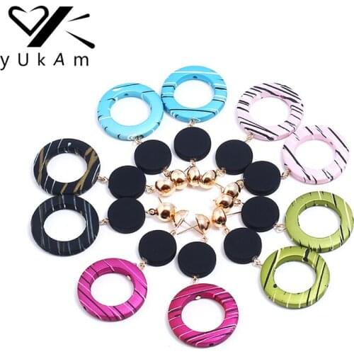 YUKAM Fashion Exaggerated Acid Acrylic Earrings Long Round Slices Dangle Earrings for Women Pendants Statement Earrings Jewelry