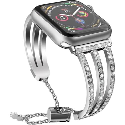 Substitute for Apple Watch 5 Band 44MM 38mm Rose Gold Bling Jewelry Stainless Steel Wristband Bracelet Women for iWatch Bands