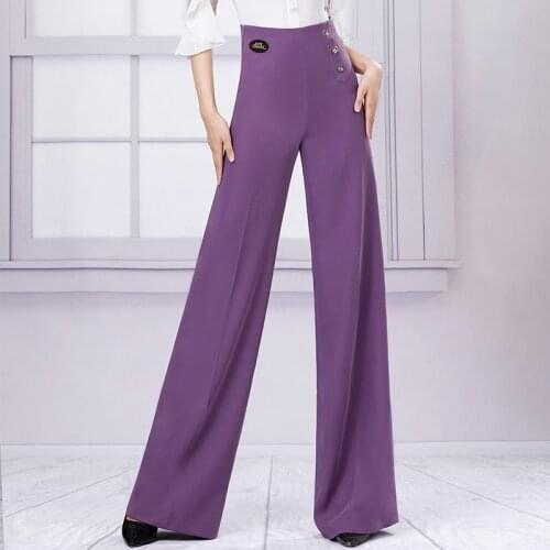 Latin Dance Pants Women High Waist Slim Straight Leg Pants 2021 New Purple Professional National Standard Dance Pants DN9558