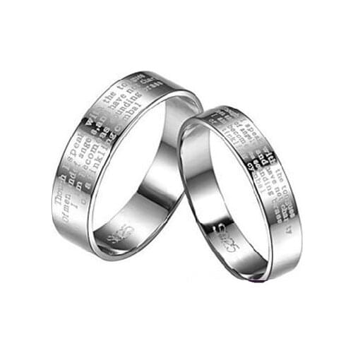 1 Corinthians 13:1 Spiritual Bible 925 Sterling Silver Lovers' Couple Pair Bands Rings Top Fashion Jewelry Gift Men