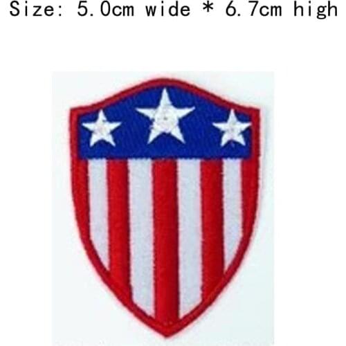 10pcs stars shield embroidery patch Free shipping for left chest 5cm wide badges iron on sew on for DIY clothing/USA patch