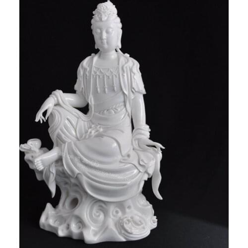 13 "rock Avalokiteshvara Buddha sitting Guanyin Buddha like white porcelain ceramic crafts porcelain collection ornaments