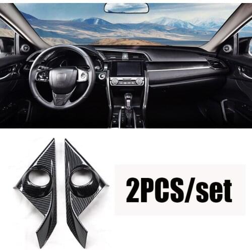 Fit For Honda Civic 10th 2016-2020 ABS carbon fiber A Pillar Speaker Frame Cover Trim 2PCS