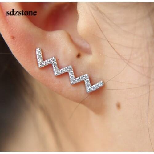 2016 high quality fine 925 sterling silver micro pave cz women long earring