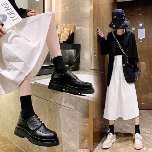 2020 spring and autumn fashion all-match small leather shoes womens square toe thick-soled increased single shoes X415