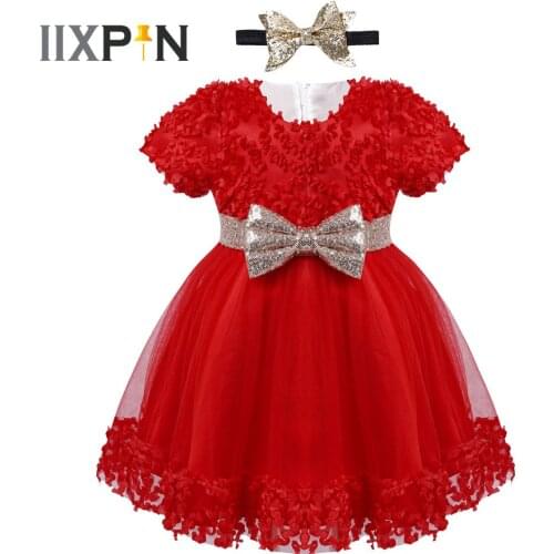 2021 Baby Girl Cosplay Princess Dress Up Sequin Flower Dress for Girls Christmas Party Gown Infant Vestidos Toddler Clothing