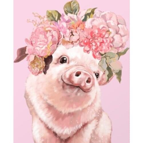 2021 New Arrival Top Fashion Paintings Single Resin Round Diamond Powder Stupid Series Of Pigs
