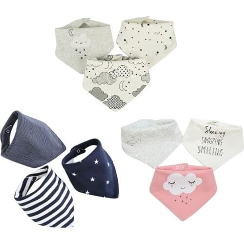 3 Pcs Baby Infant Cotton Bib Newborn Three-layer Waterproof Triangle Scarf Feeding Saliva Towel Bandana Burp Cloth Boy Girl