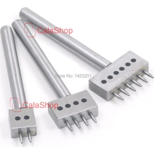 3 Pcs / Lot Round Leather Punching Pitch Hole Tool Row Punch Leather 2 4 6 Prong Hole