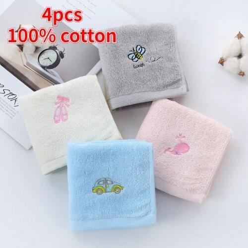 4pcs new Cotton childrens towel 25*50 embroidered childrens towel infant baby absorbent towel gift custom factory direct sales