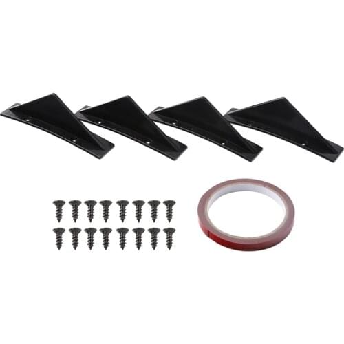 4 PCS Universal Car Rear Bumper Lip Diffuser Triple-cornered Spoiler Splitter for Benz Toyota Jeep E90 E36 X5 Etc