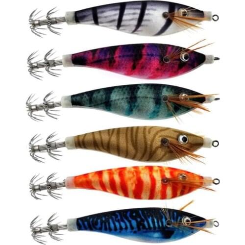 6Pcs 3D Eyes 10cm/12g Squid Hook Octopus Bait Fishing Wobbler Luminous Shrimp Bait Artificial Lure Fishing Tackle