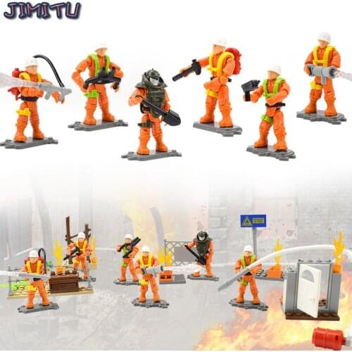 6 PCS/Set Fire Team Action Figure Toys for Boys Full Joint Building Block Simulation 1:36 Army Soldiers Assembled Model Kid Gift