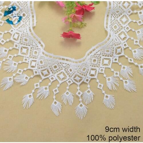 9cm white polyester embroidery lace french lace ribbon fabric guipure diy trims warp knitting sewing Accessories#3746