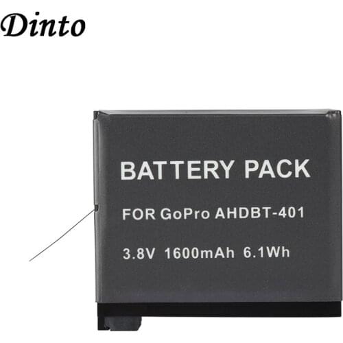 Dinto 1pc AHDBT-401 AHDBT401 AHDBT 401 Rechargeable 1600mAh 3.8V Gopro 4 Batteries Action Camera Battery for Gopro Hero 4