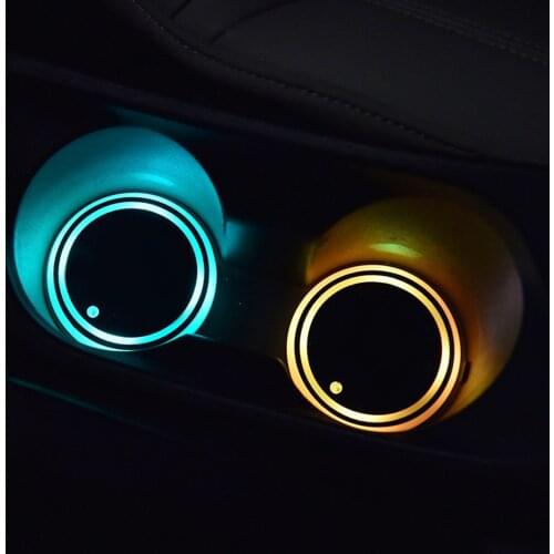 Car LED Cup Anti-Slip Mat 7 colors, 3 modes Luminous Mat Automotive Interior USB Colorful Light