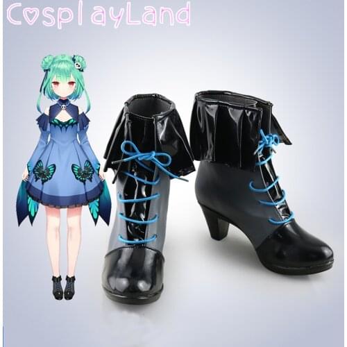 Vtuber Uruha Rushia Cosplay Boots Shoes Leather Shoes Cosplay Accessories Halloween Party Shoes for Women High Heel Shoes