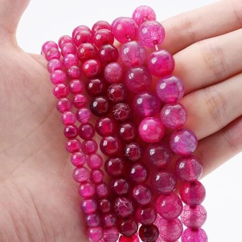 Natural Stone Beads Red Dragon Crack Agates Faceted Loose Spacer Bead for Jewelry Making DIY Charm Bracelet Crafts 4/6/8/10/12mm